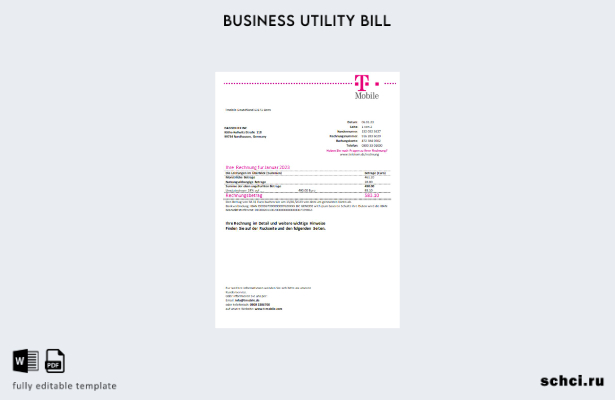 скачать цифровой шаблон счета за коммунальные услуги T Mobile Deutschland Gmbh
